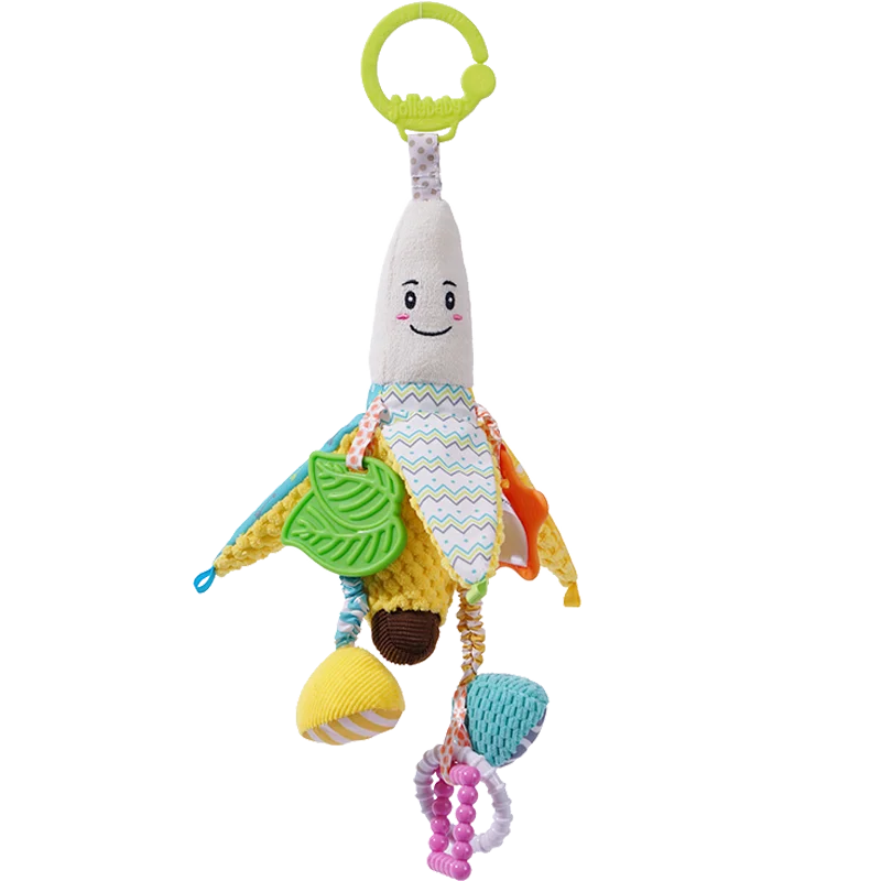 OEM ODM Soft Stuffed Baby Walker Trolley Toys Banana Corn Soothing Hanging Plush Toys