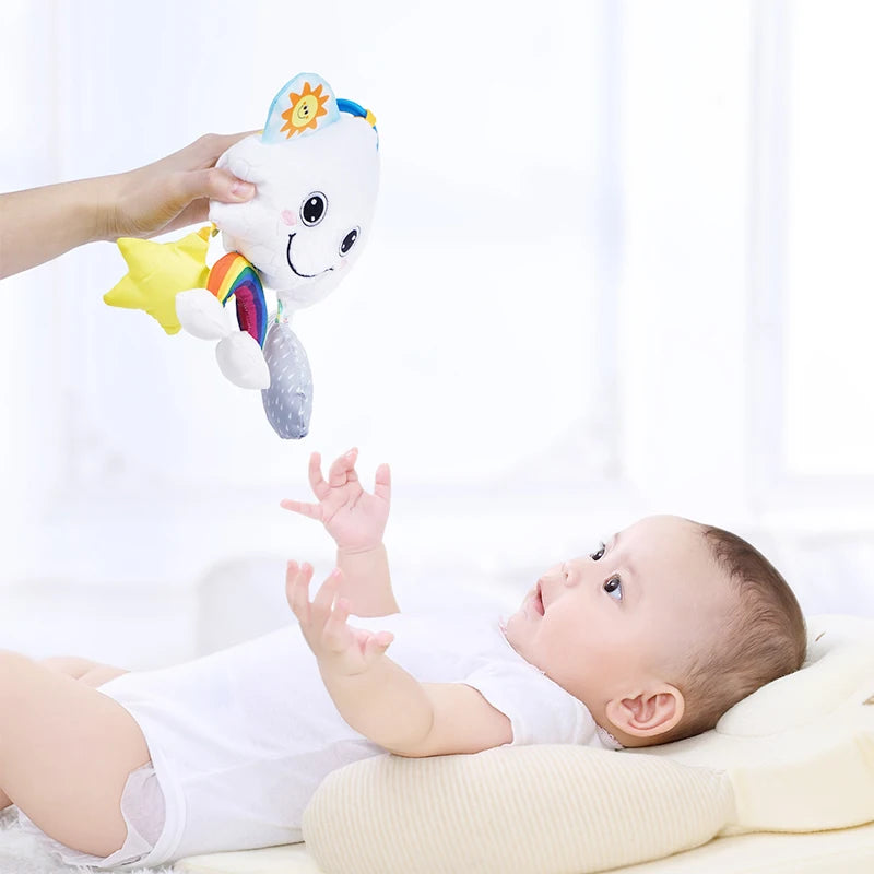 Manufacturer Custom Logo Soft Plush Stuffed Toy Baby Musical Crib Stroller Hanging Rattle Toys for Kids for Car Seats Strollers