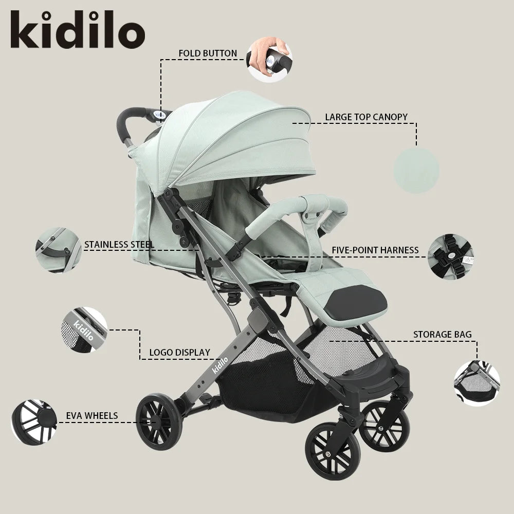 K8 Pro NewBorn Multiple Portable Pushchair Foldable Lightweight Travel Kidilo Baby Stroller for Babies Wagon Wholesale China