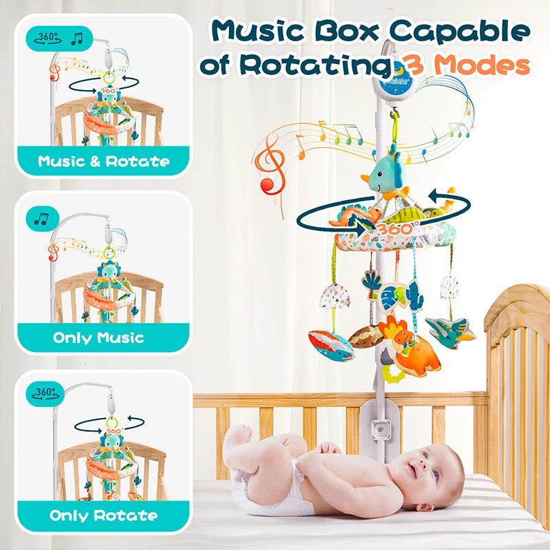JOLLYBABY Baby Crib Mobile Toys Arm with Music Box Spin Motor Volume Control 3 Modes Nursery Decor Hanger for DIY Clamp Mobile