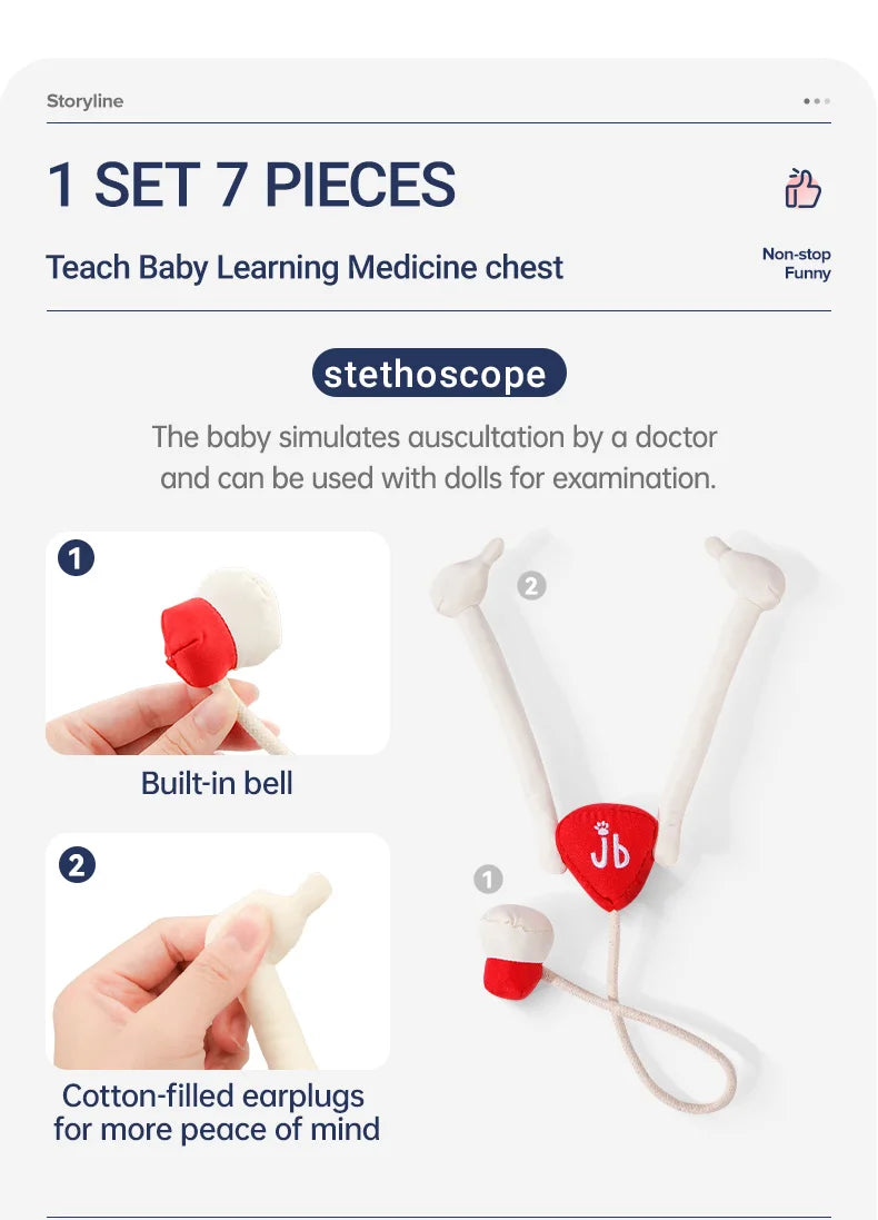 Jollybaby Wholesale Montessori Baby Pretend Play Toy Soft Doctor Toy Play Set Medical for Children Kids