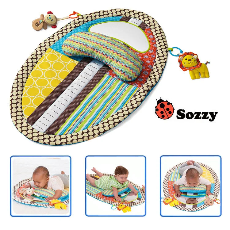 Jollybaby Crawling Development Activity Toy Baby Tummy Time Mirror Play Mat with Pillow Cotton Material for 3-9 Months