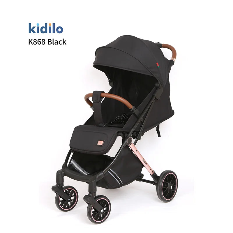 0-3 Years Foldable Lightweight Kidilo Baby Stroller Non-Toxic Travel Stroller with Adjustable Handle for Toddlers Trips K868