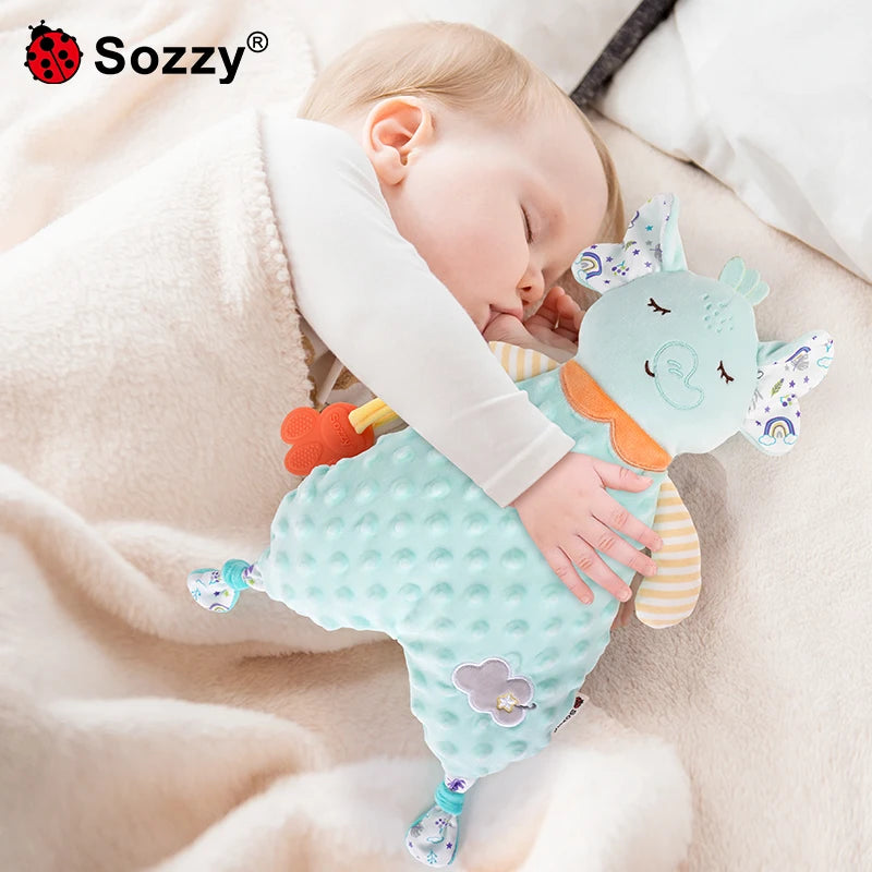 Wholesale Soft Stuffed lion Elephant fox Animal Plush Baby Security Blanket Comforter for Newborn Infant