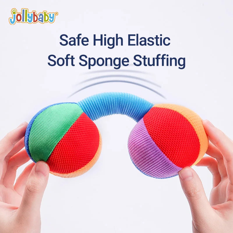 Jollybaby Custom Wholesale Soft Baby Hand Rattles Early Educational Dumbbell Hands Shake Ring Bell for 0-24 Months