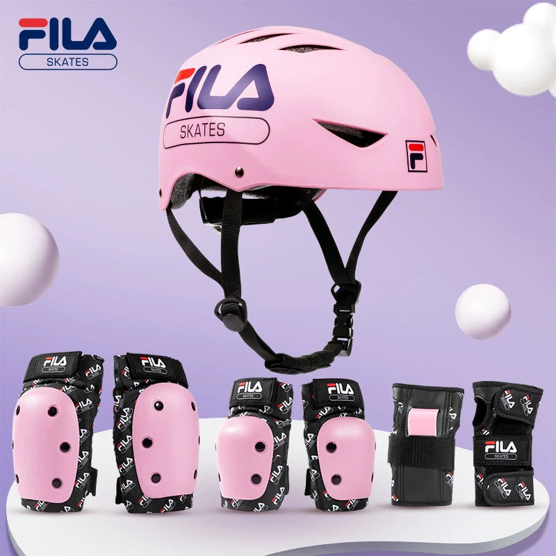 FILA Fila Children's Helmet Roller Skating Protector Set Knee Pads Scooter Skating Girl Bicycle Balance Bike Male