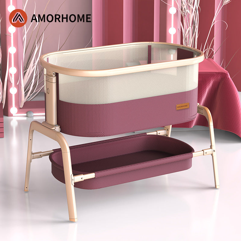 Amorhome baby crib splicing big bed baby European style adjustable height multifunctional newborn children bedside bed
