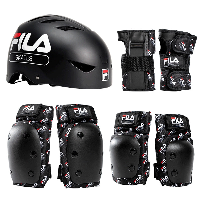 FILA Fila Children's Helmet Roller Skating Protector Set Knee Pads Scooter Skating Girl Bicycle Balance Bike Male