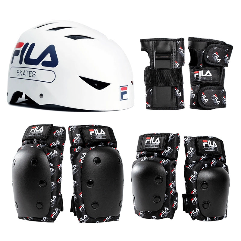 FILA Fila Children's Helmet Roller Skating Protector Set Knee Pads Scooter Skating Girl Bicycle Balance Bike Male