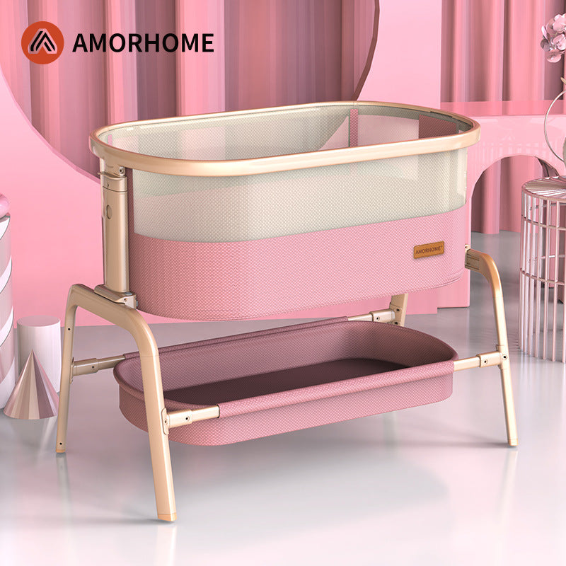 Amorhome baby crib splicing big bed baby European style adjustable height multifunctional newborn children bedside bed