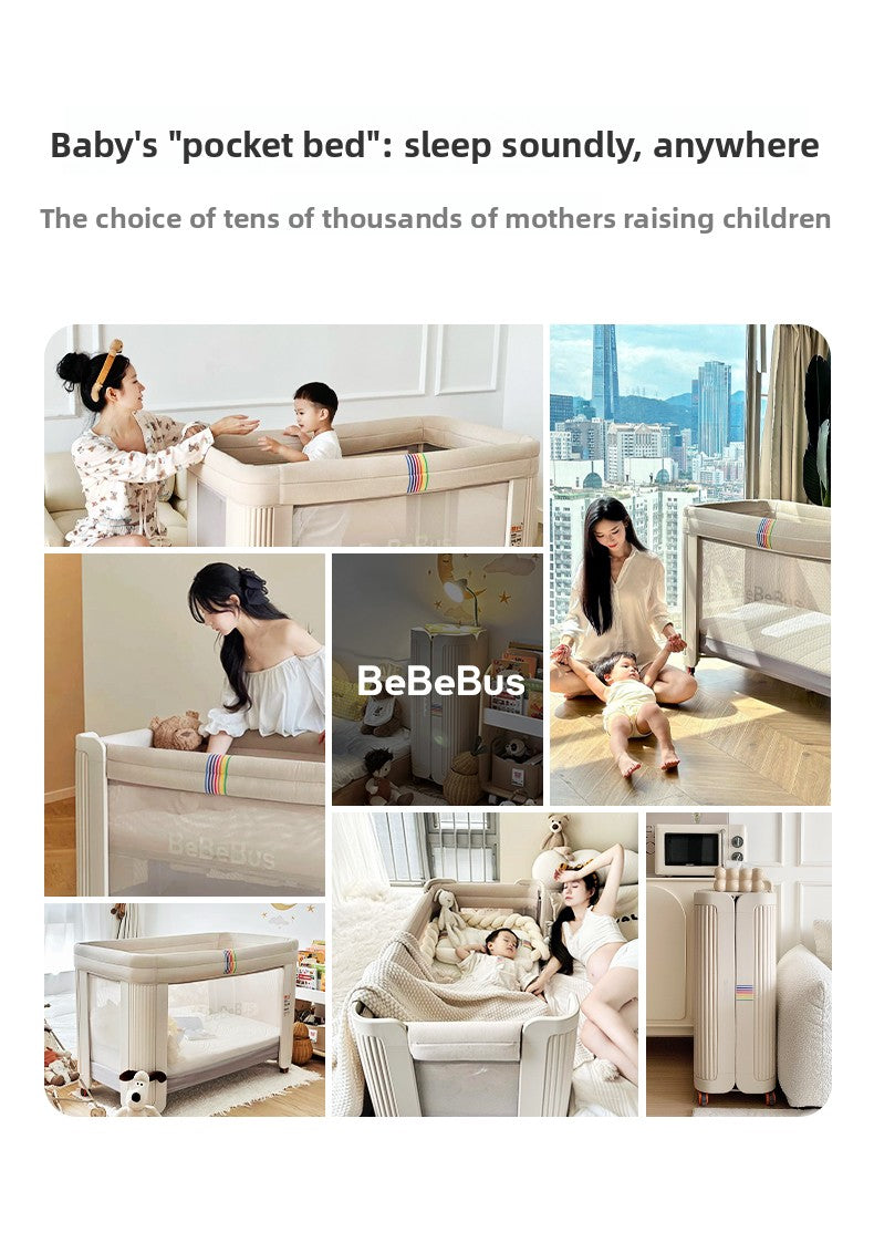 BeBeBus crib splicing queen bed dream home multi-functional foldable movable newborn crib