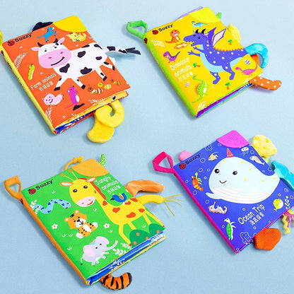 Sozzy Animals Tails Baby Cloth Books Early Education Interactive Fabric Activity Crinkle Soft Fabric Unisex Colorful Education