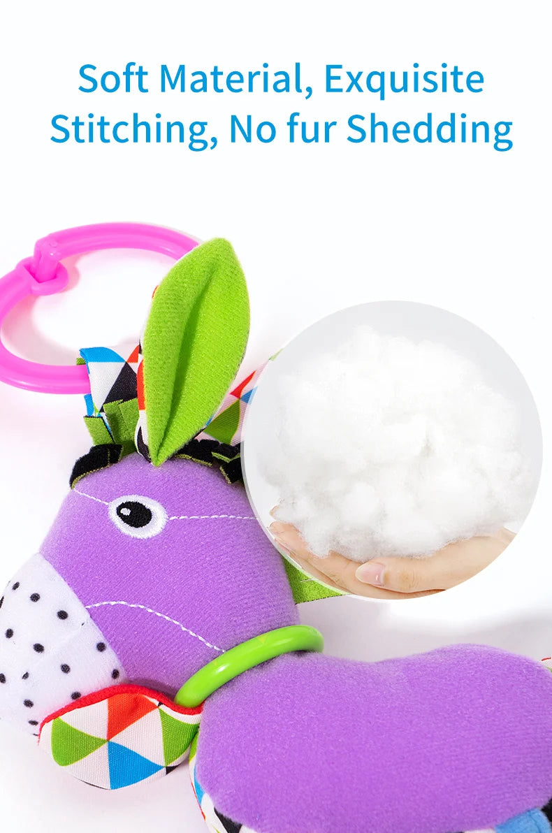 Jollybaby Custom Eco-friendly Soft Rattling Roller Montessori Handbells Rattles Toy Baby Plush Hand Rattles