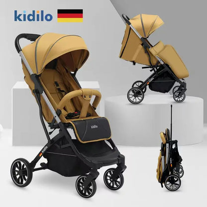 0-3 Years Foldable Kidilo Baby Stroller Lightweight Non-Toxic Travel Stroller with Adjustable Handle for Toddlers Daily Walk K20