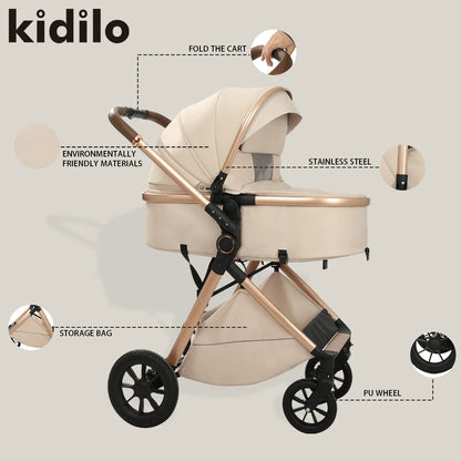 Kidilo Lightweight Baby Stroller Portable Pushchair with Multiple Foldable Wagon Travel-friendly Pram Wholesale From China V8G