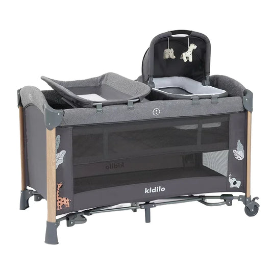 Kidilo Luxury 3-in-1 Convertible Bedside Crib Bed Newborn-Friendly Foldable Travel Play Baby Bed Mosquito Net for Bedroom AP940S
