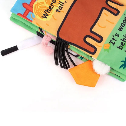 JOLLYBABY Unisex Educational Cloth Book Washable Soft Quiet Story Book Toys with Animal Tails Made of Polyester Fabric