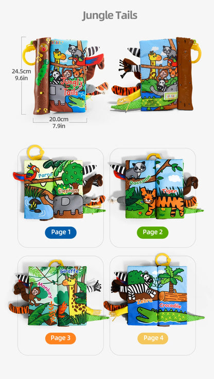 JOLLYBABY Tails English Learning Baby Educational Toys Baby Soft Cloth Book with Music Custom Logo Musical Book Farm Animal