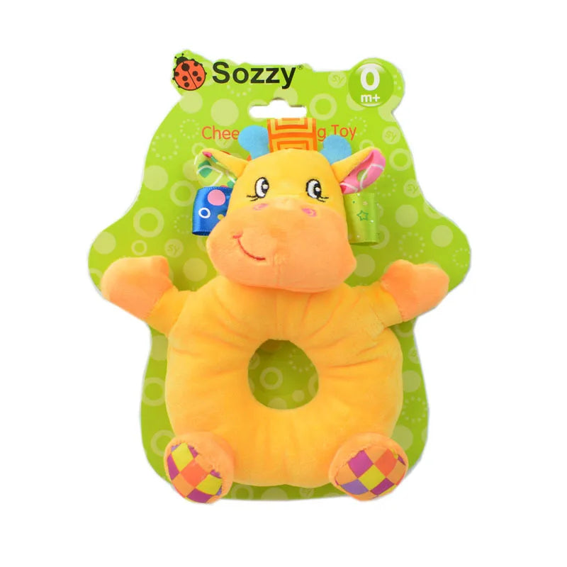 Jollybaby Bpa Free Custom Newborn Plush Baby Stuffed Animals Sensory Hand Rattle Toys for Infant Baby