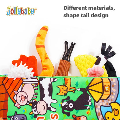 Jollybaby Hot Selling Washable Animal Soft Tails Early Sensory Educational Crinkle Paper Cloth Books Best Baby Toys