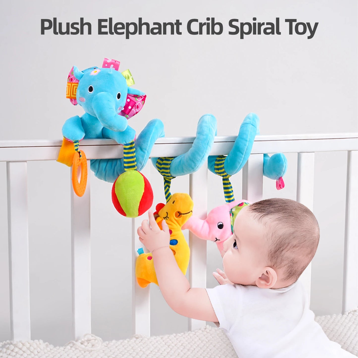 Jollybaby OEM Infant Hanging Plush Toys with Squeaker Sensory Baby Rattle Crib Mobile Wholesale Sensory Toys for Infants