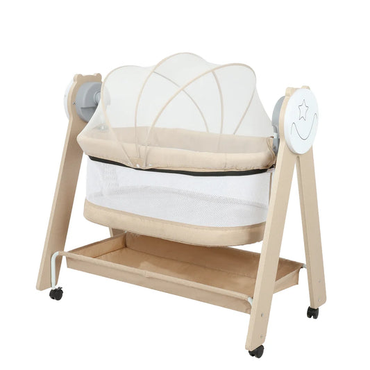 Newborn Foldable Portable Modern Kidilo Luxury Baby Crib, Convertible 3 in 1 Bedside Crib with Mosquito Net for Nursery YM10