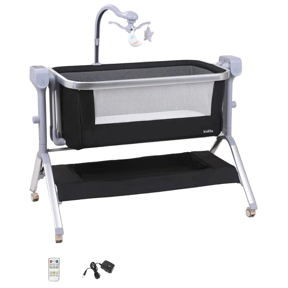Newborn Foldable Portable Modern Kidilo Luxury Baby Crib, Convertible 3 in 1 Bedside Crib with Mosquito Net for Nursery Y11