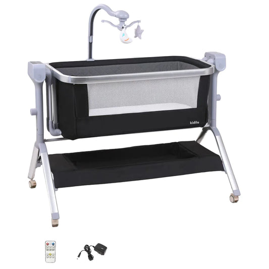 Newborn Foldable Portable Modern Kidilo Luxury Baby Crib, Convertible 3 in 1 Bedside Crib with Mosquito Net for Nursery Y11