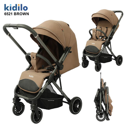 0-3 Years Baby Stroller Lightweight Non-Toxic Foldable Travel Stroller with Adjustable Handle for Toddlers Family Trips 6521