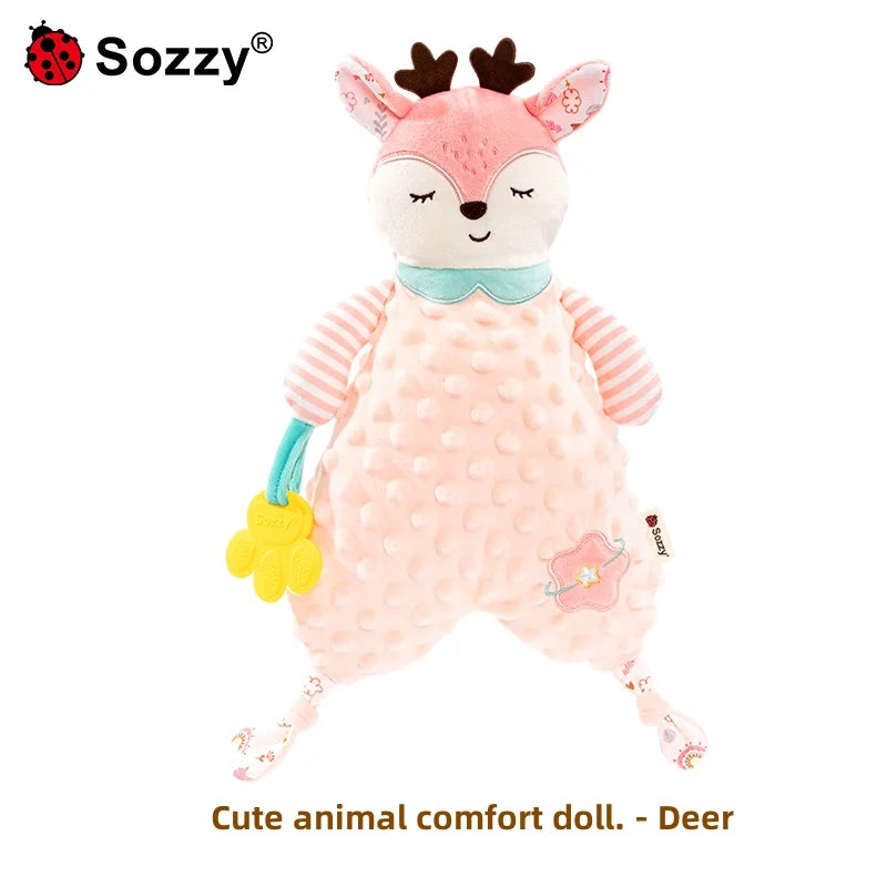 Wholesale Soft Stuffed lion Elephant fox Animal Plush Baby Security Blanket Comforter for Newborn Infant