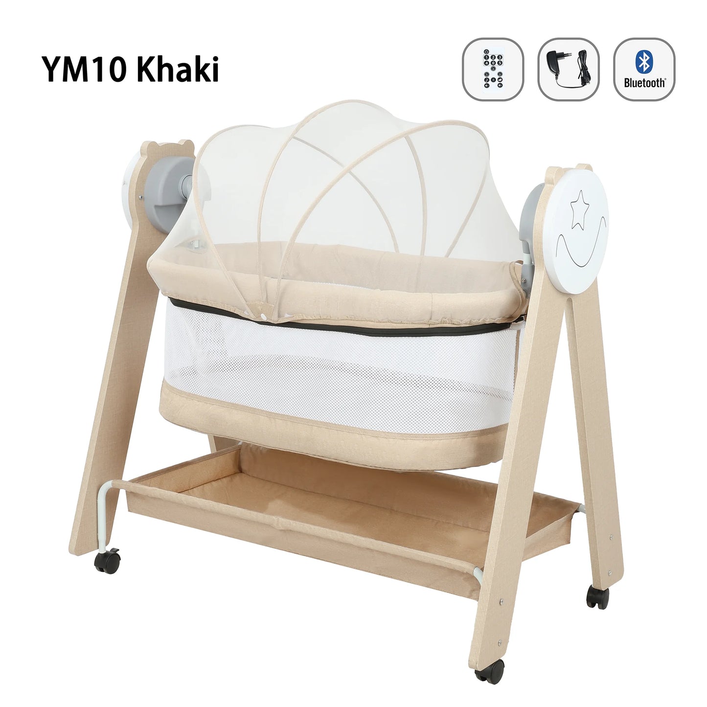 Newborn Foldable Portable Modern Kidilo Luxury Baby Crib, Convertible 3 in 1 Bedside Crib with Mosquito Net for Nursery YM10