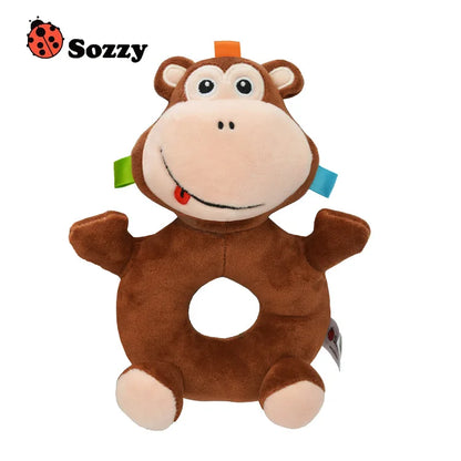 Jollybaby Custom Plush Baby Stuffed Animals Sensory Hand Rattle Ring Plush Toys for Newborn 0-12months