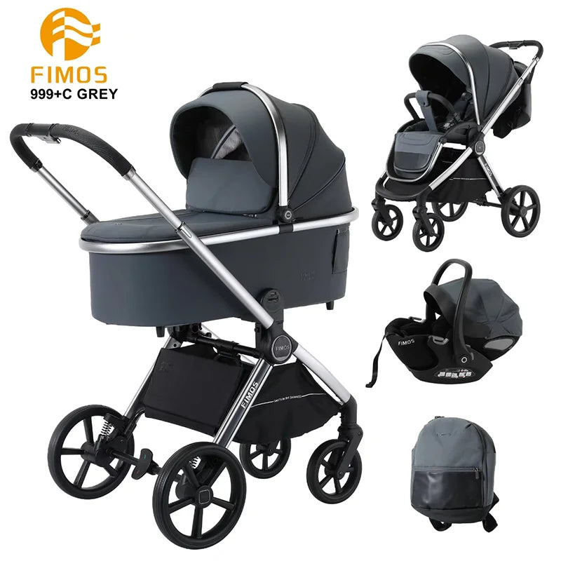 0-3 Years 3 in 1 Kidilo Baby Stroller with Car Seat, Non-Toxic Durable Foldable Travel Stroller for Toddlers Family Trips 999+C