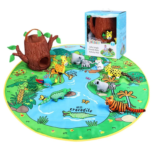 Jollybaby Pad Cotton Newborn Infant Crawling Blanket Animal Playmat Round Floor Soft Kids Baby Play Mat