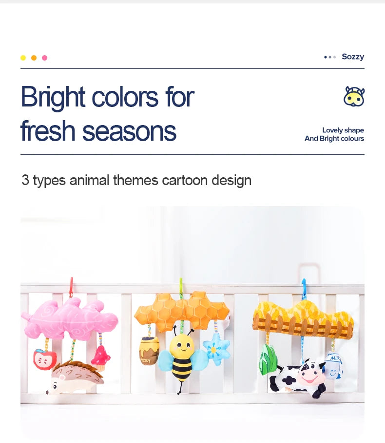 JOLLYBABY Eco-Friendly Soft Plush Animal Toy CE Certified for Baby Cribs Hanging Mobile and Nursery Decor