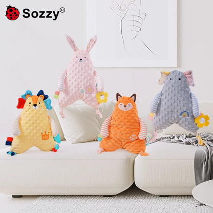 Wholesale Soft Stuffed lion Elephant Animal Plush Baby Security Blanket Comforter for Newborn Infant