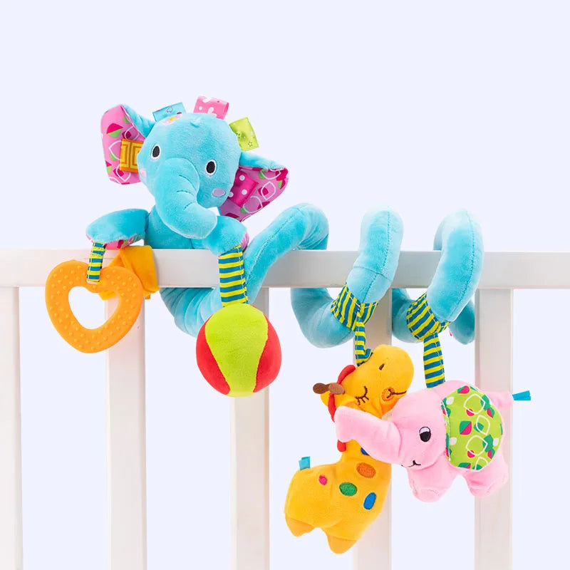 Manufacturer Custom Spiral Plush Elephant Toy Baby Rattle Hanging Animal Mobile for Infant for Bassinet Crib Carriage PP Cotton