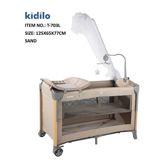 Newborn Foldable Portable Modern Kidilo Luxury Baby Crib, Convertible 3 in 1 Bedside Crib with Mosquito Net for Nursery T-703L