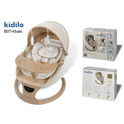 6-36 Months Baby Electric Swing Rocking Chair Foldable Non-Toxic Swing Chair with Bouncer Function for Toddler Sleep Indoor B07