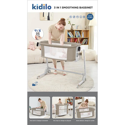 Kidilo Luxury Convertible Bedside Crib Bed Foldable Modern Travel Portable for Newborns Luxury Mosquito Net Bedroom  SG506