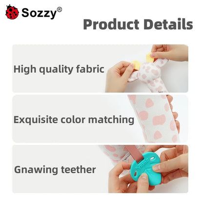 Jollybaby 2025 Soft Plush Animal Giraffe Toy Sensory Crinkle Hanging Soothing Car Seat Stroller Toy with Musical Feature