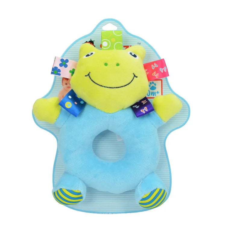 Jollybaby Custom Plush Baby Stuffed Animals Sensory Hand Rattle Ring Plush Toys for Newborn 0-12months