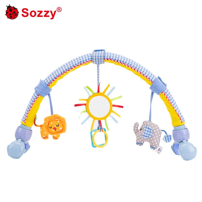 Infant Toddler Adjustable Hanging Activity Cartoon Musical Dolls Plush Baby Crib Stroller Arch Toys