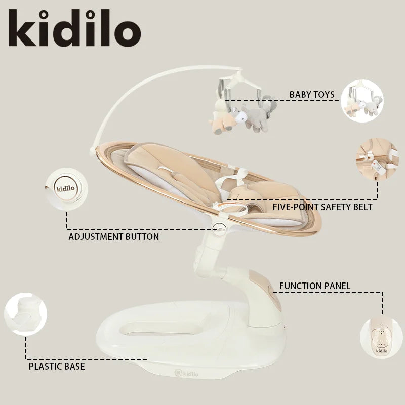 6-36 Months Baby Electric Swing Rocking Chair Foldable Non-Toxic Swing Chair with Bouncer Function for Toddler Sleep Indoor S802