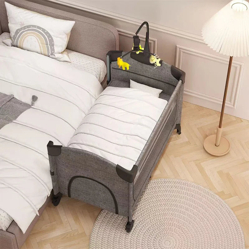 Newborn Foldable Portable Modern Kidilo Luxury Baby Crib, Convertible 3 in 1 Bedside Crib with Mosquito Net for Nursery P02