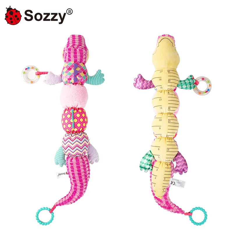 JOLLYBABY Wholesale Soothing Soft Plush Rattles Sensory Musical crocodile Stuffed Animal Toy for Infant Toddler Stuffed Animals