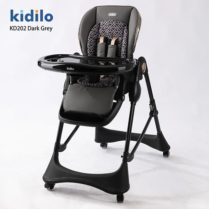 Kidilo 6-36 Months 3 in 1 Foldable Baby High Chair for Infants Non-Toxic Feeding Chair for Toddler Home Small Space Dining KD202