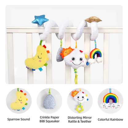 Kid Plush Baby Musical Bed Hanging Rattle Pram Animal Soft Cotton Spiral Activity Suspend Toy for Stroller Soothe the Baby