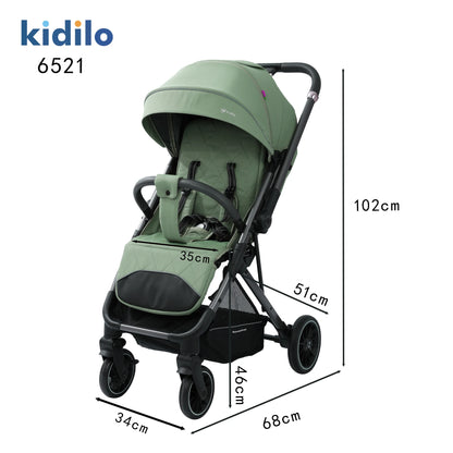 0-3 Years Foldable Baby Stroller: Lightweight Non-Toxic Travel Stroller with Adjustable Handle for Toddlers Family Trips 6521B