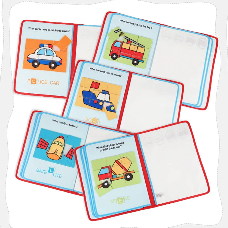 Jollybaby Kids Cloth Book with Color Pen Big Washable Painting Toys Puzzles Zipper Bag